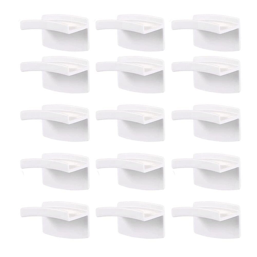 Adhesive Hat Hooks for Wall (15-Pack) - Minimalist Hat Rack Design, No Drilling, Hat Hangers, White
